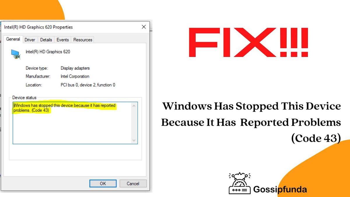 'Video thumbnail for Windows has stopped this device because it has reported problems code 43'