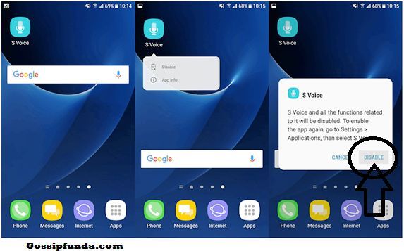 Disable the installed S Voice on Samsung mobile: