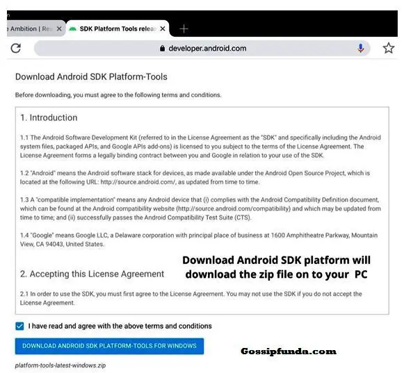 Download SDK platform - Tools Windows