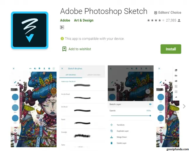 Photoshop Sketch for Android available on Play Store