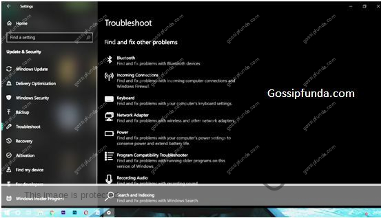 Running the windows in-built troubleshooter 