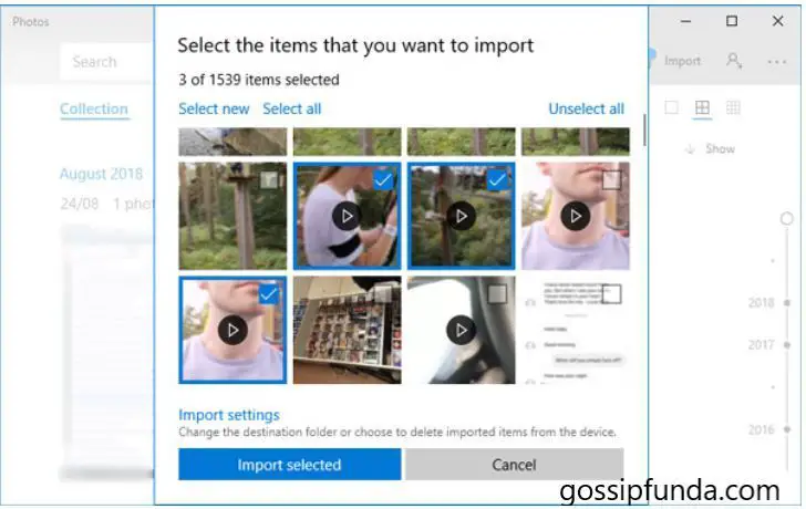 select item you want to import