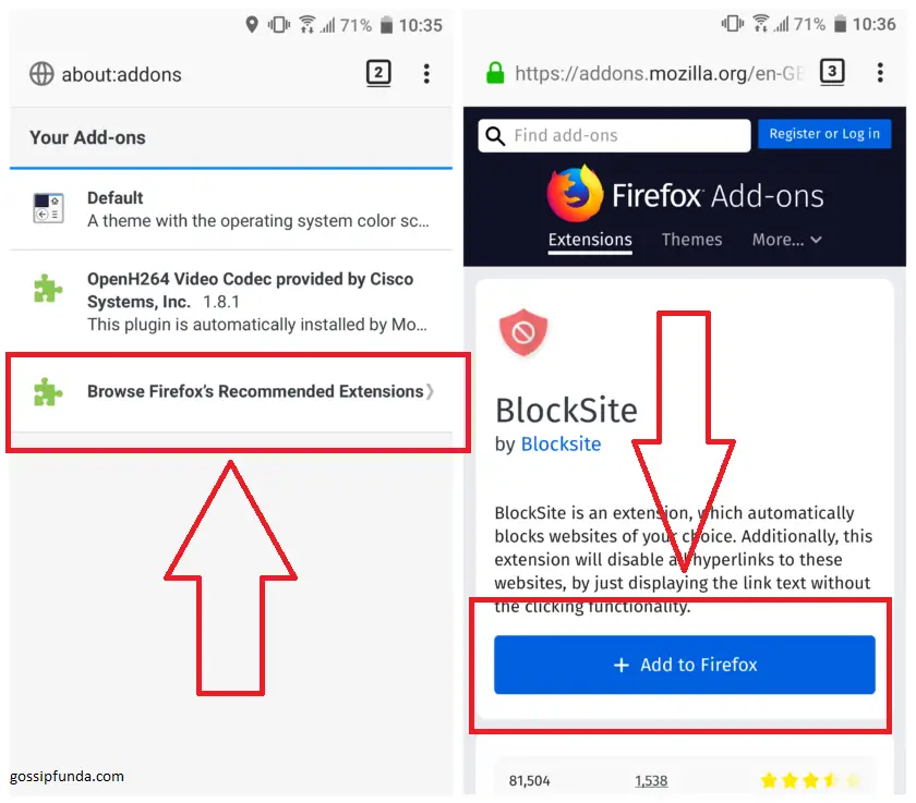 How to block websites on android? by Firefox