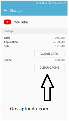 clear cache and data of YouTube application for YouTube not working