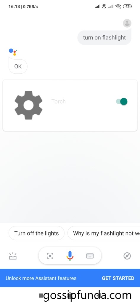 How to turn on flashlight using virtual assistants?