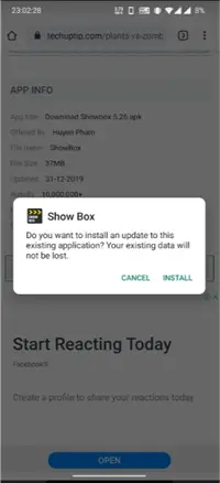 select Install ShowBox For Android