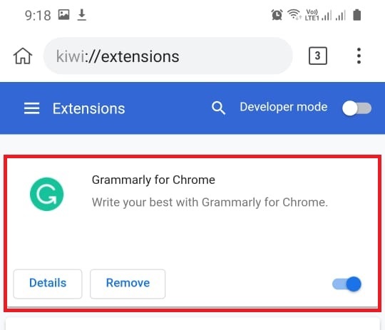 Finally, you will find the installed chrome extension on your android phone browser
