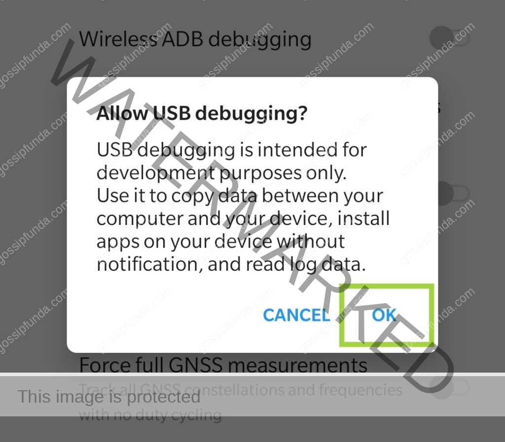 allow USB debugging 