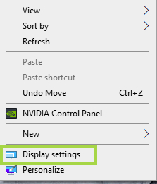 Right-click -> Display Settings