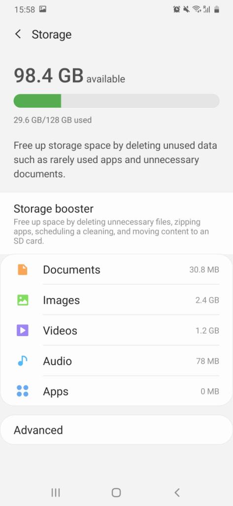 Android Task Manager Storage