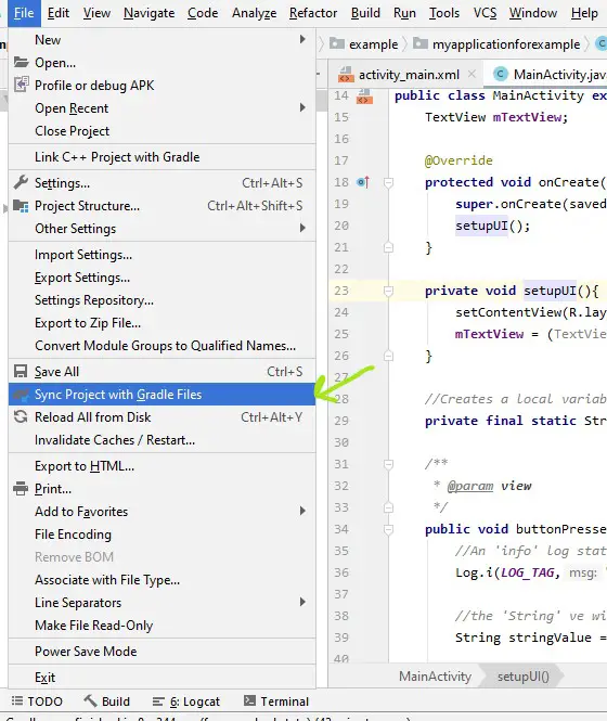 Sync project with Gradle Files