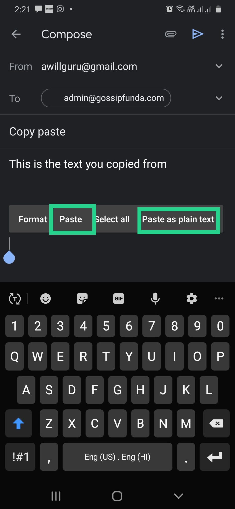 cannot copy and paste text in android