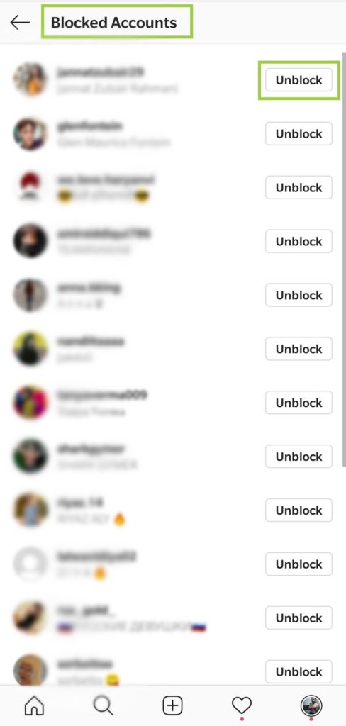 List of Blocked Accounts