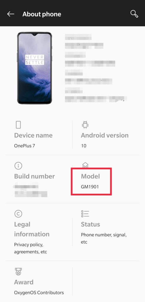 Go to settings
About phone
Model