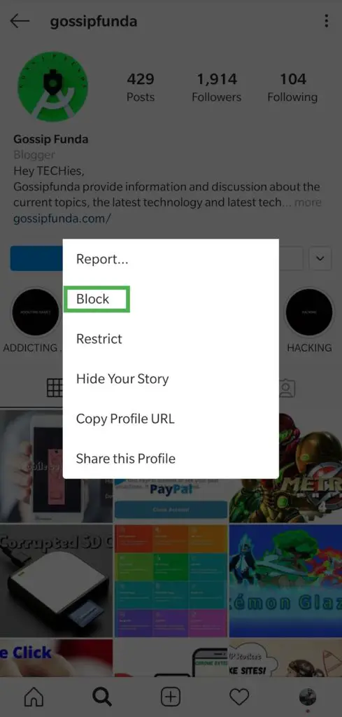 How to block someone on Instagram