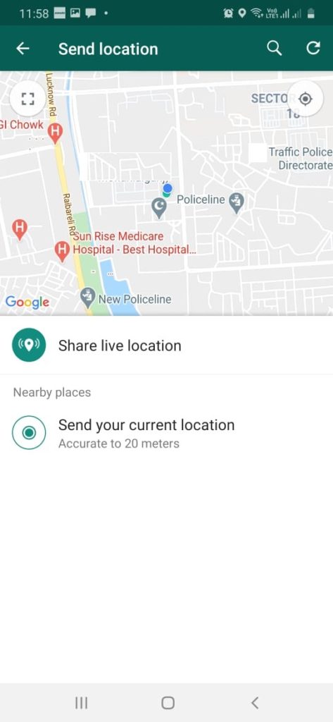 Data used by Sending your location