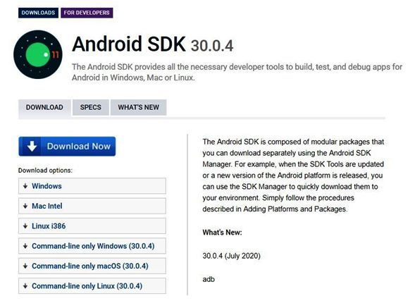 Download SDK tools of Android