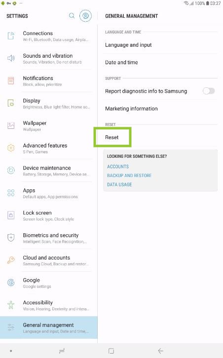 How to reset a Samsung tablet?