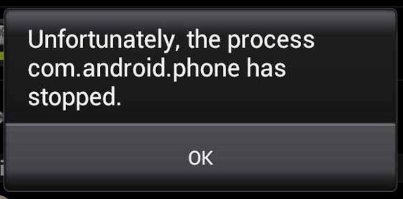 Unfortunately the process com.android.phone has stopped Error