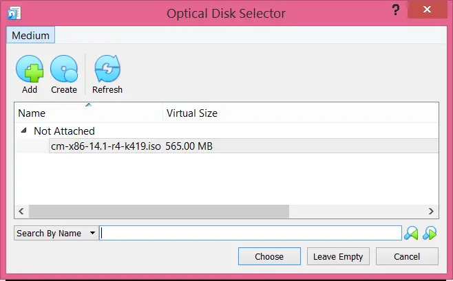 insert the ISO file in the virtual machine