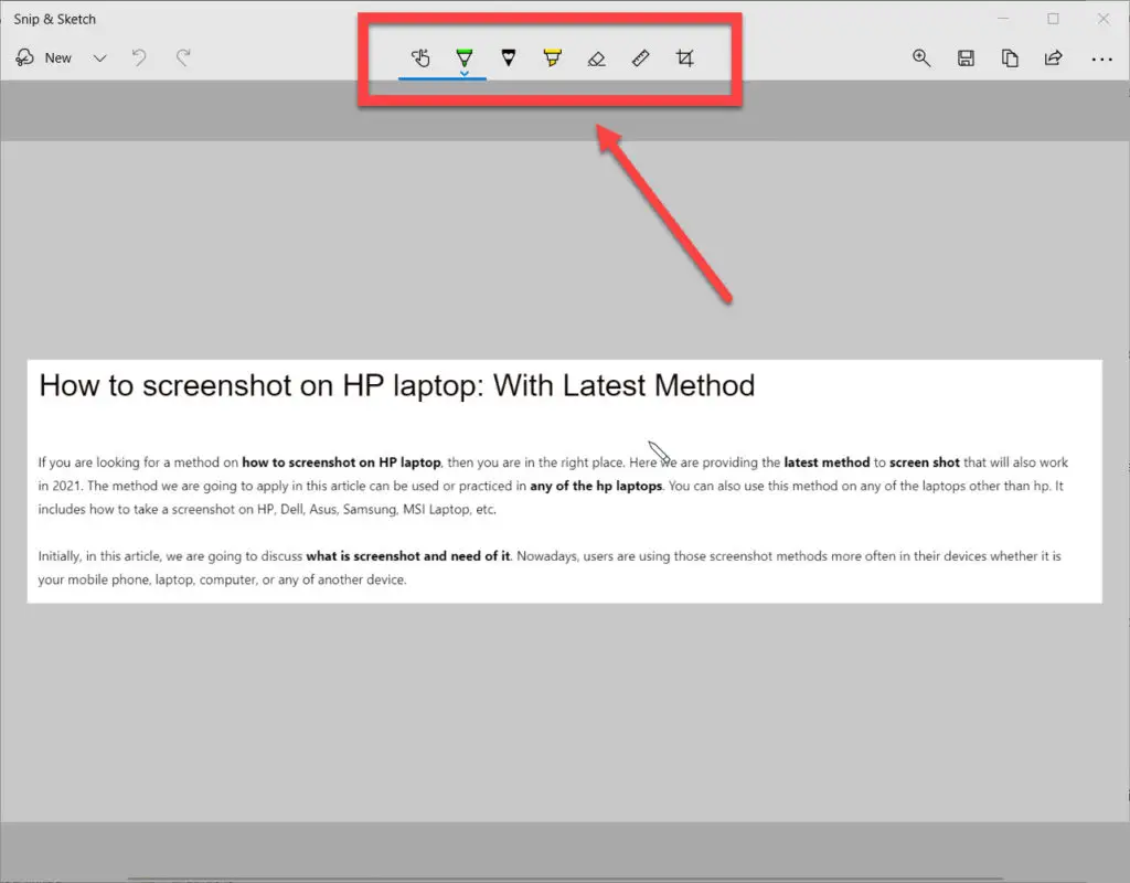 advance method to take screenshot on hp laptop