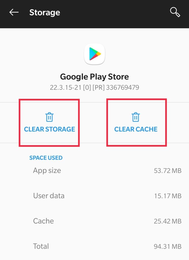 "Clear cache” and “Clear data” for Error code 960