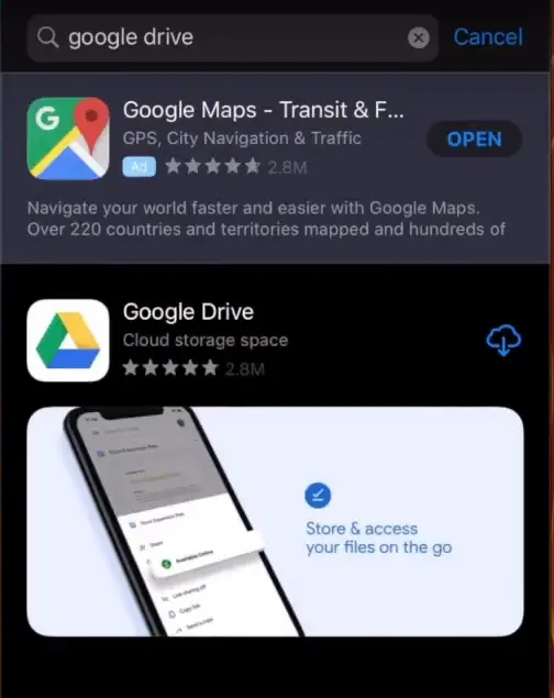 Backup Google Drive on  iPhone and iPad