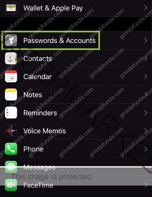 Password & Accounts