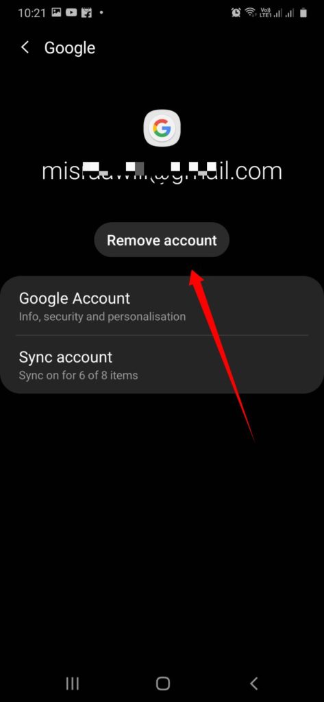 Remove the Gmail account