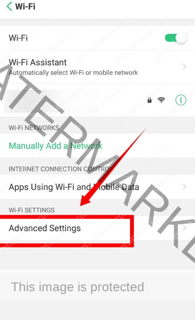 Advanced Settings option for Mobile hotspot connected but no internet android