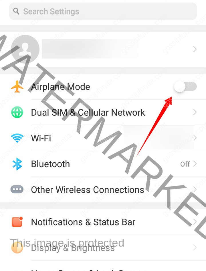 Fix 1:  Airplane mode method for Mobile hotspot connected but no internet android