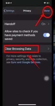 Clear browsing data