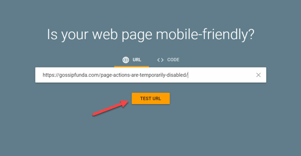 mobile-friendly-test by Google to index URL