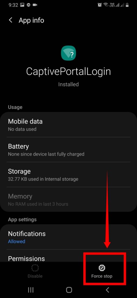 captiveportallogin-> Force Stop