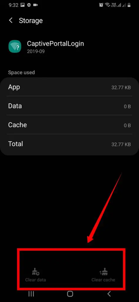 clear cache and clear data of com.android.captiveportallogin