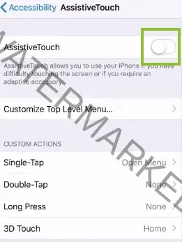  toggle and turn the Assistive touch on