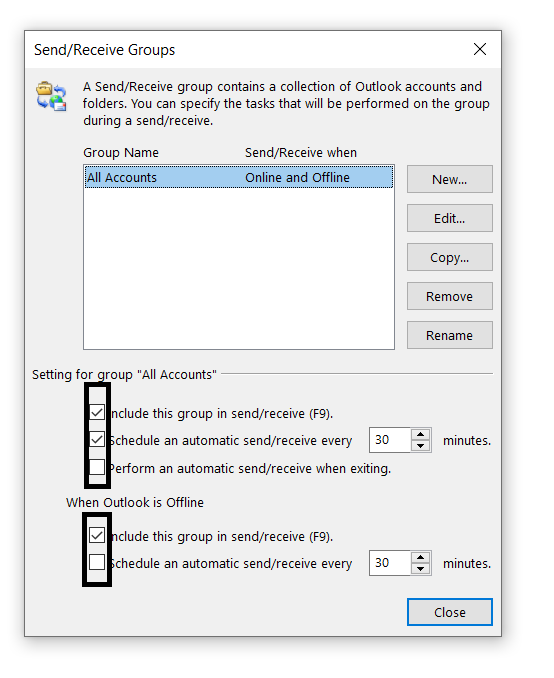 Setting for group ->All Account