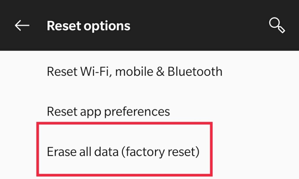 Erase all data(factory reset)