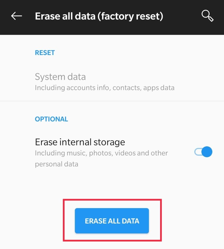 Erase All Data