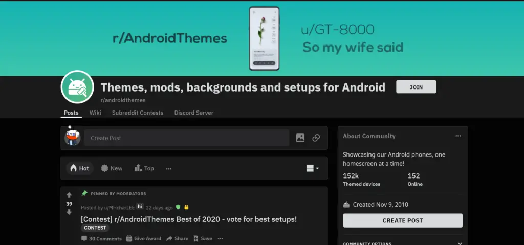 Reddit community r/androidthemes