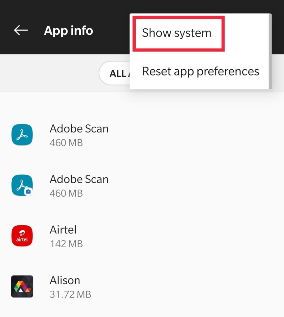 Show system apps to get com.samsung.android.mtpapplication
