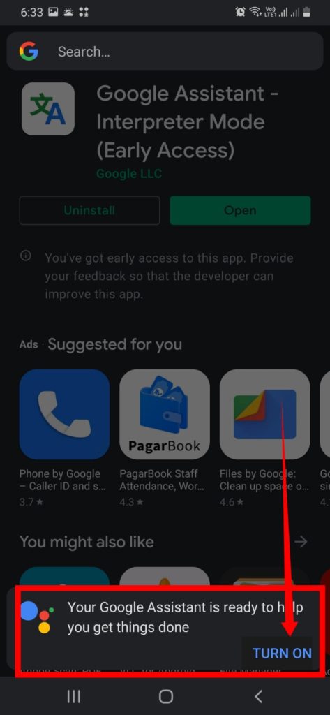 turn ON Google Assistant