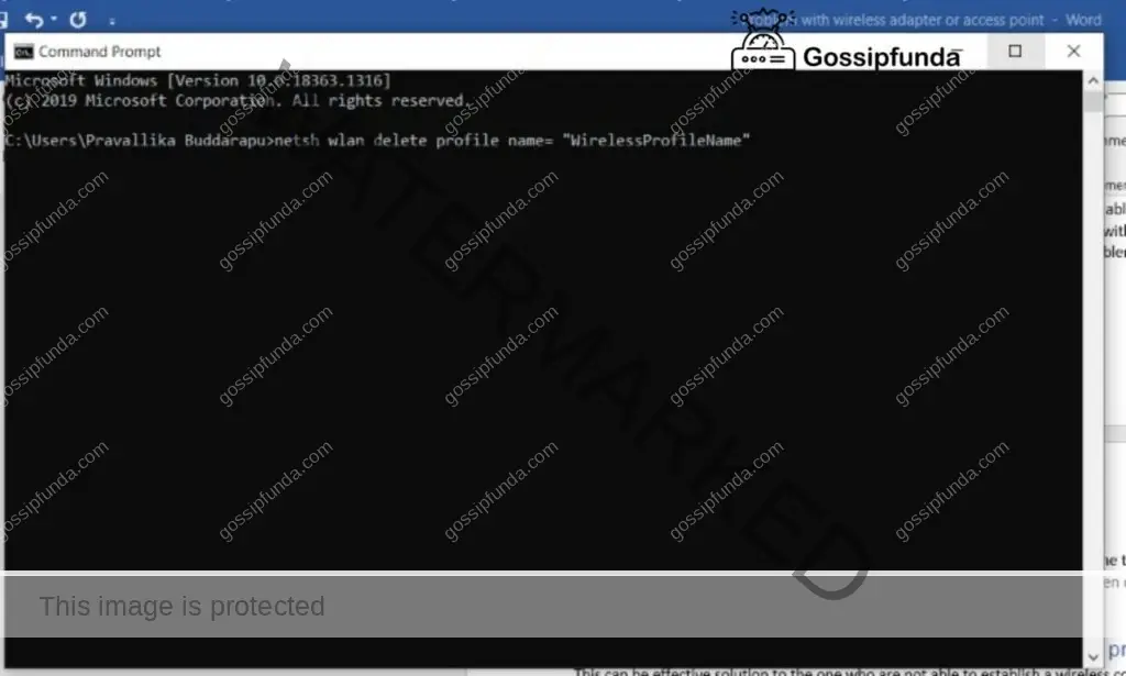 Delete your wireless profile using the command prompt
