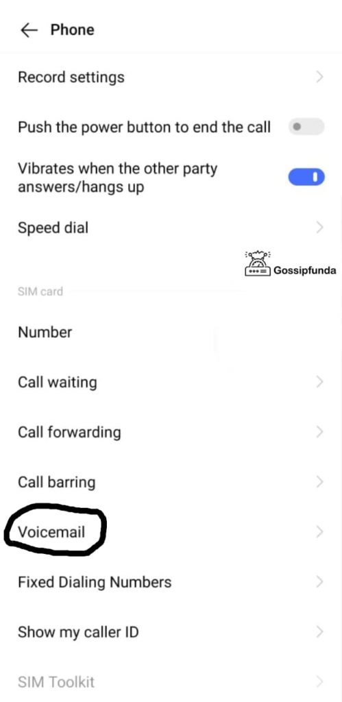 select the voicemail option