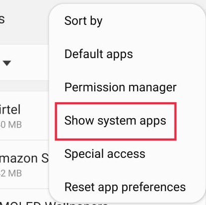 show system apps