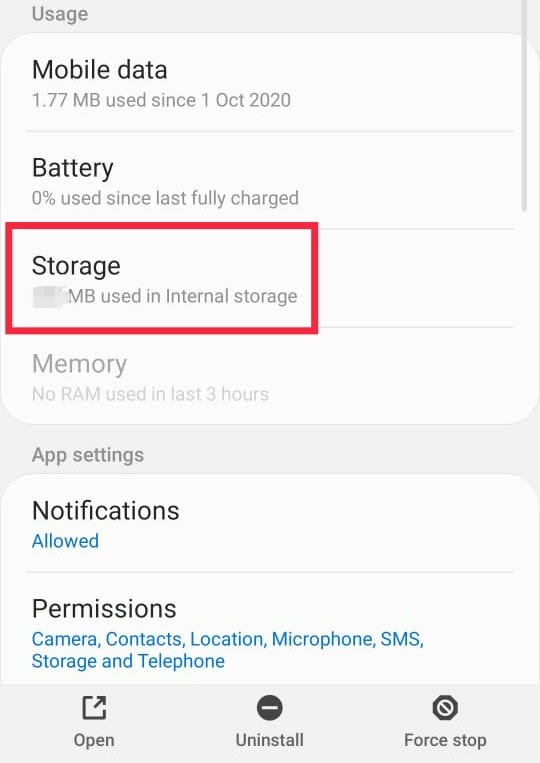 search for the “com.osp.app.signin” and open the “storage”