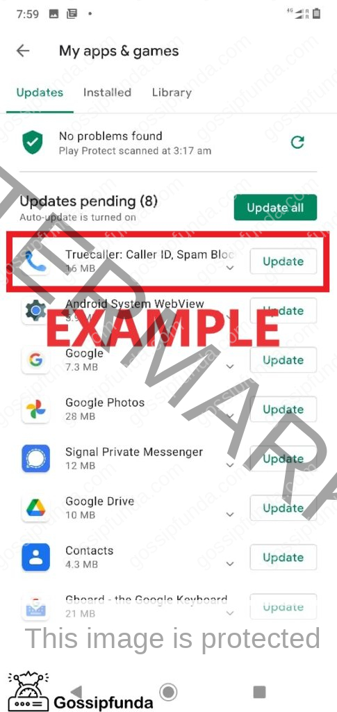  particular ANDROID  app you want to update
