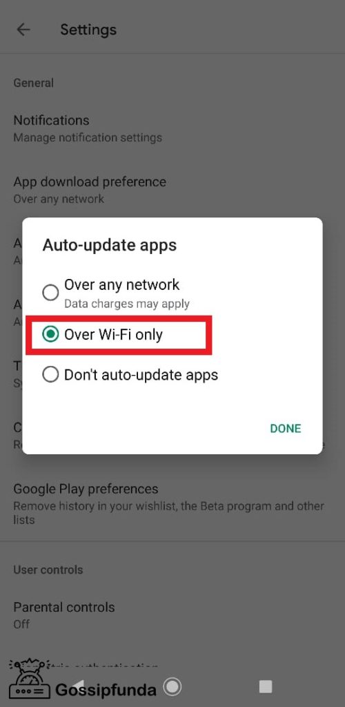 Over Wi-Fi only