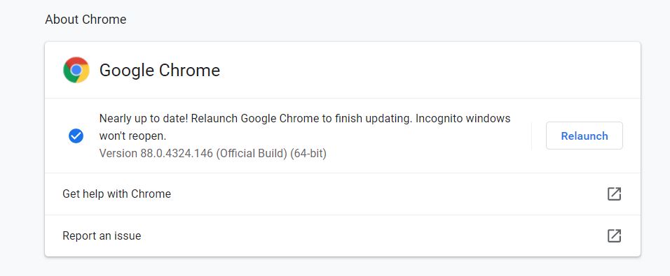 What to do if Chrome is not updated?