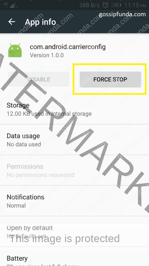 force stop com android carrierconfig